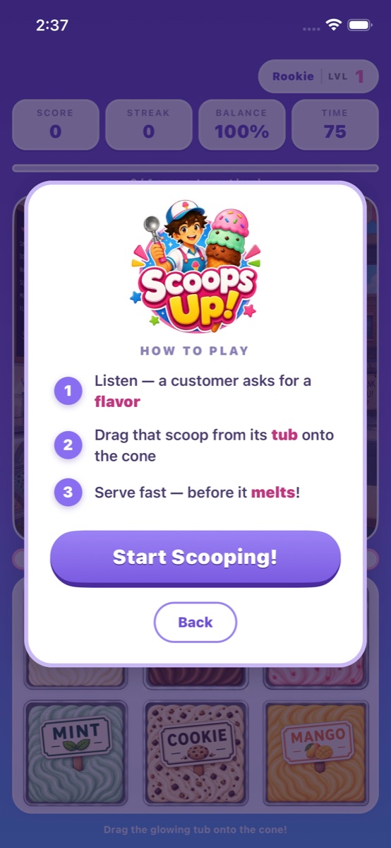 How to play screen
